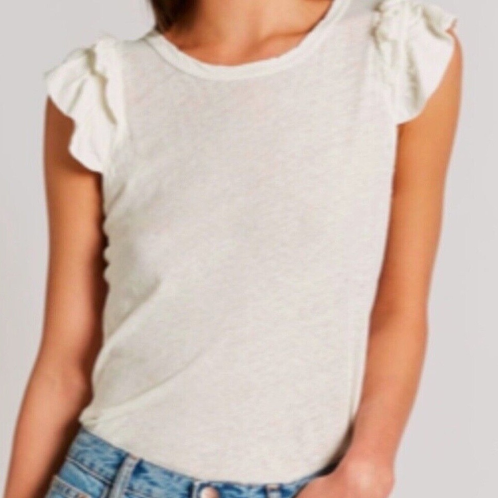 Current Elliot Double Muscle Star Cream Top Size 2 Fits MEDIUM EUC